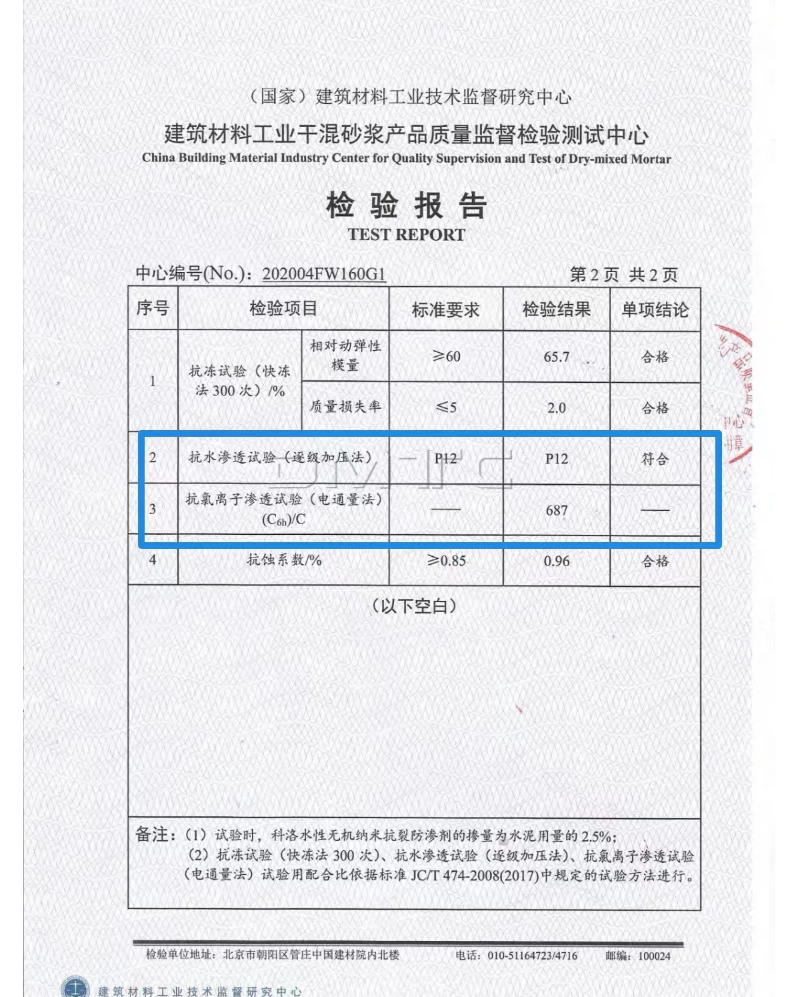 检测抗渗等级P12